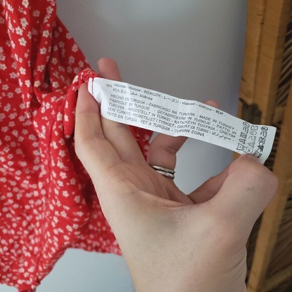 Zara Red Floral Mini Dress S - Picture 4 of 7